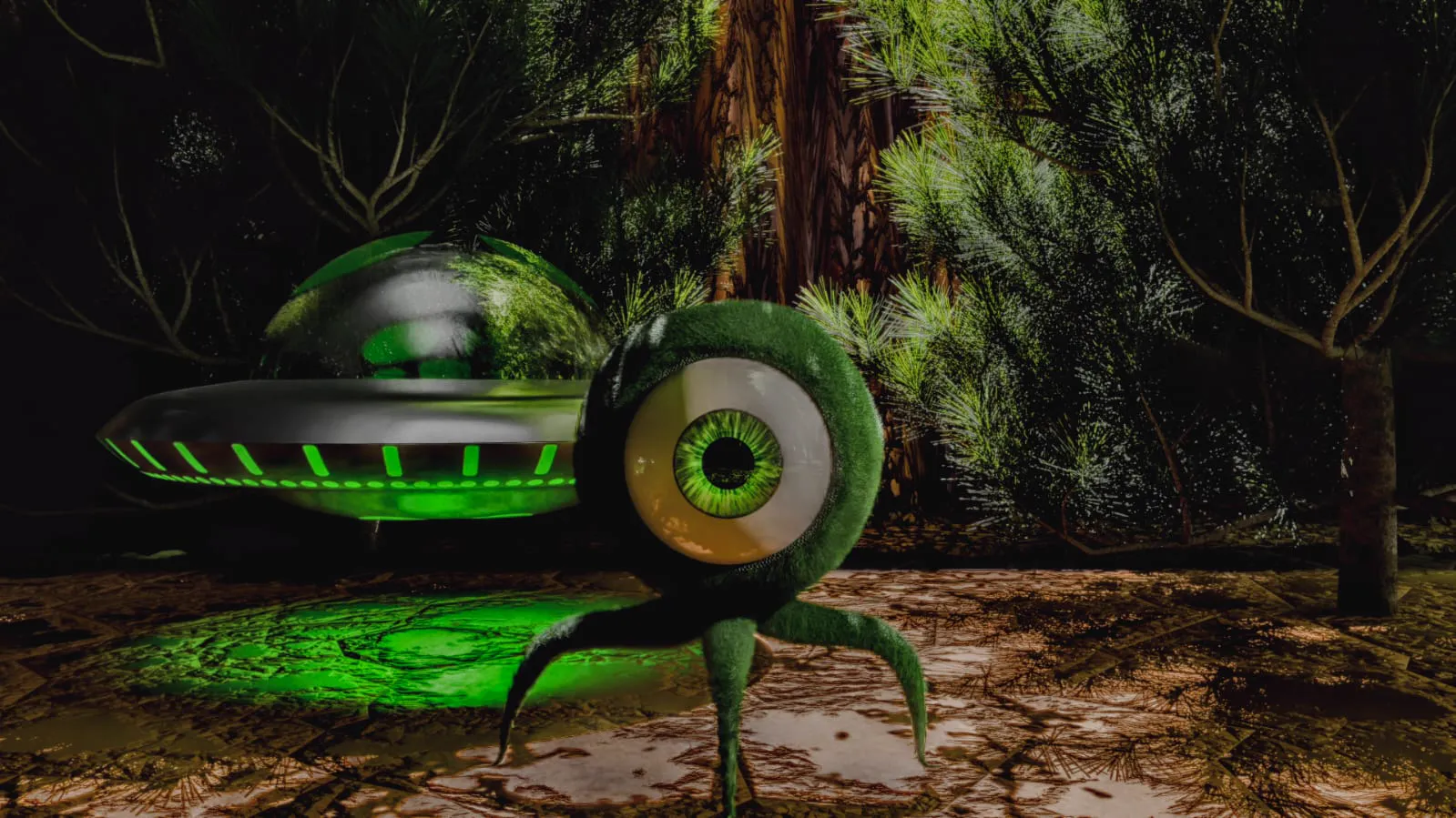 Modelo 3D estilizado de una criatura alienígena con texturas convincentes